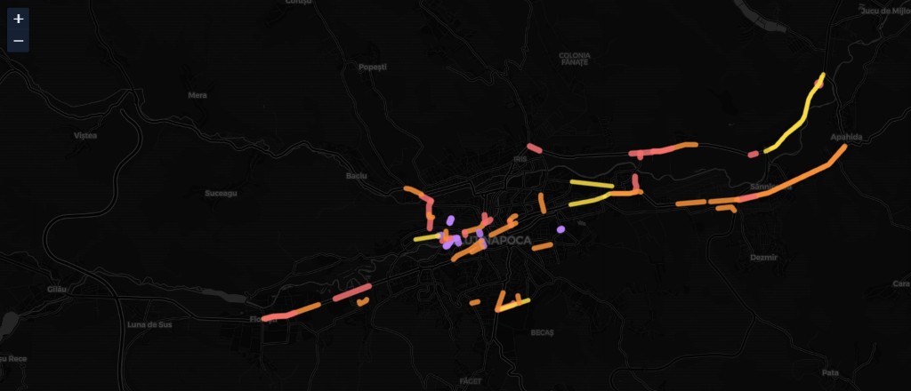 Traffic analysis map with coloured congestion segments
